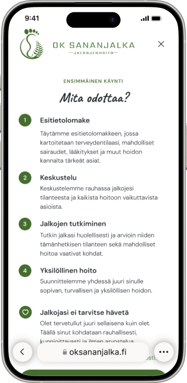 Mitä odottaa? — what to expect during the appointment